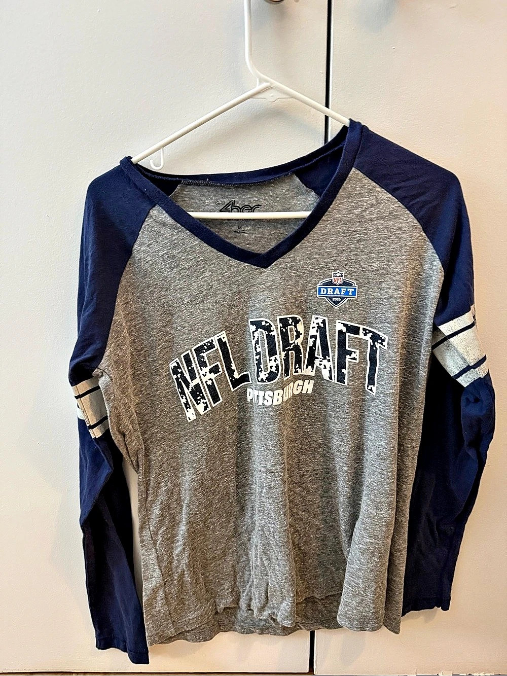 4Bar NFL Draft Pittsburgh shirt in Gray & Blue Size Medium